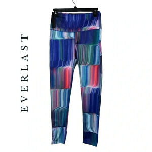 1723. EVERLAST ATHLETIC LEGGINGS LOGO ZIPPERED BACK POCKET SZ SMALL MULTICOLORED